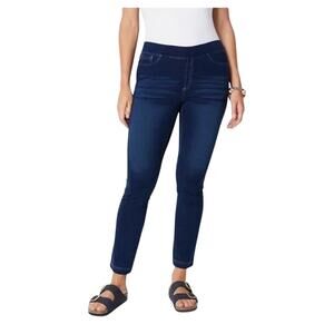 J Jill Pure Jill Indigo Soft Knit Denim Pull on Five Pocket Straight Leg Jeans M